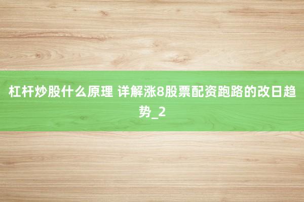 杠杆炒股什么原理 详解涨8股票配资跑路的改日趋势_2